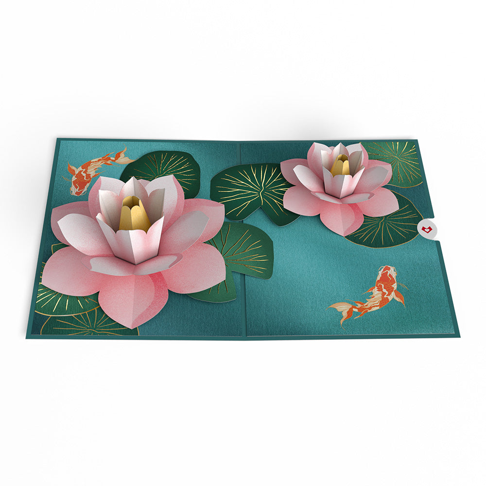 Koi Fish and Lotus Pond Pop-Up Card