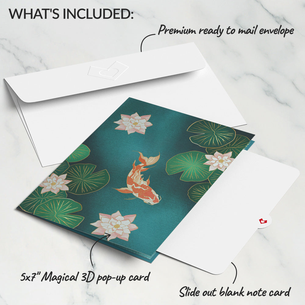 Koi Fish and Lotus Pond Pop-Up Card