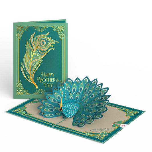 Art Deco Mother's Day Peacock Pop-Up Card