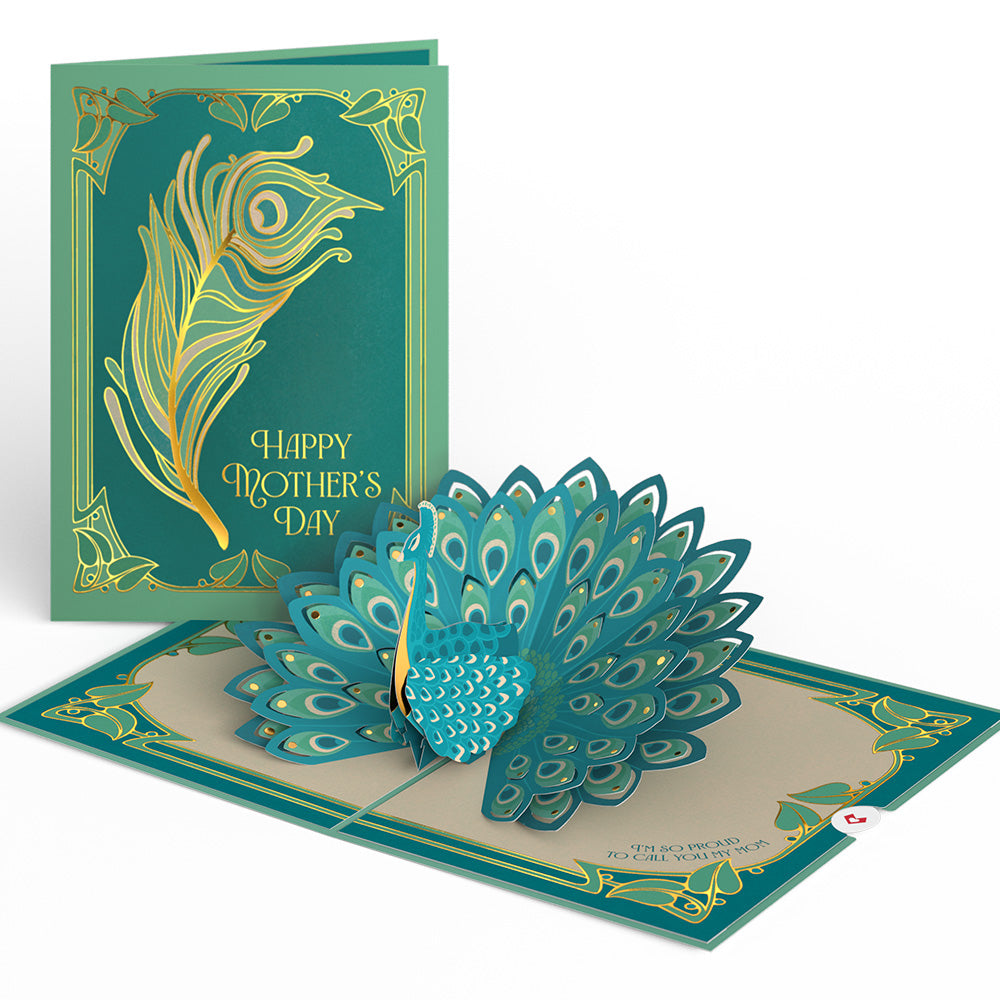 Art Deco Mother's Day Peacock Pop-Up Card