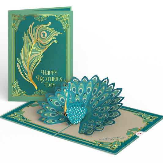 Art Deco Mother's Day Peacock Pop-Up Card