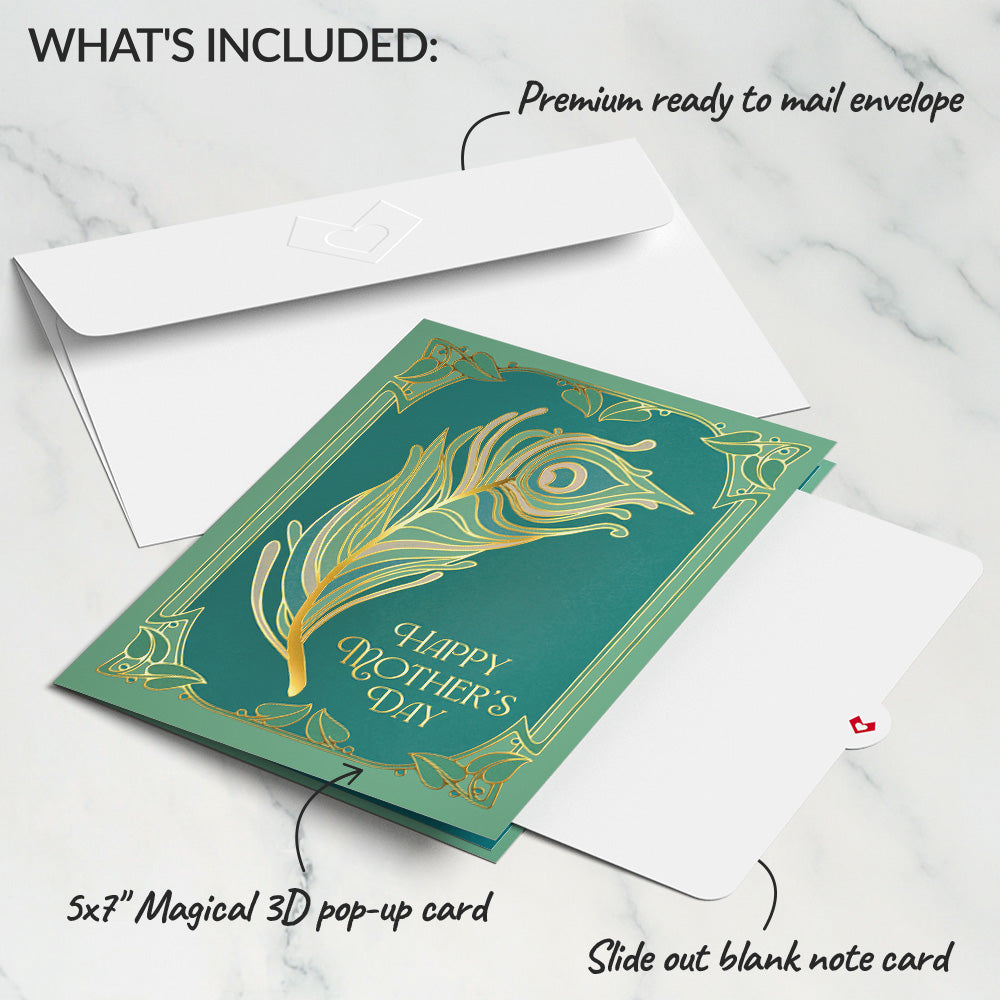Art Deco Mother's Day Peacock Pop-Up Card