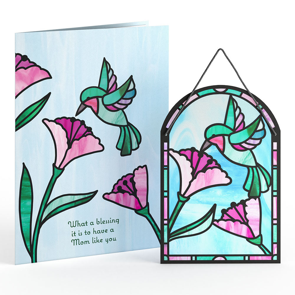 Blessing to Have a Mom Like You Hummingbird Suncatcher Card