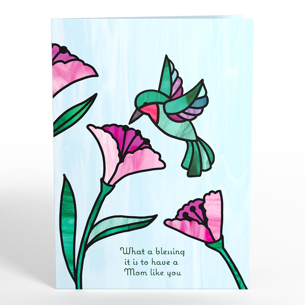 Blessing to Have a Mom Like You Hummingbird Suncatcher Card