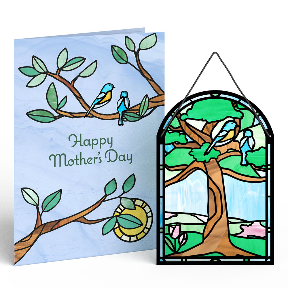 Happy Mother's Day Robins Suncatcher Card