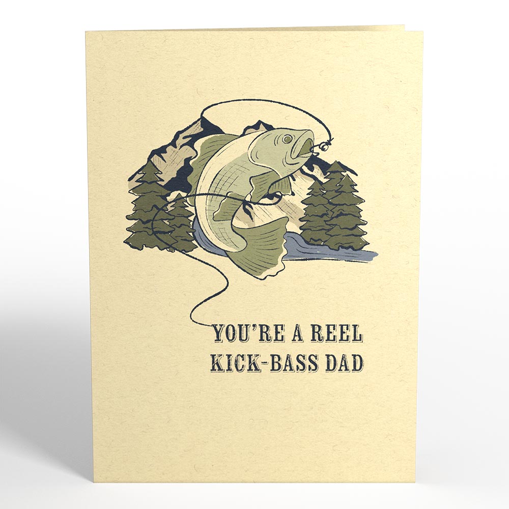 Reel Kick-Bass Dad Father's Day Pop-Up Card