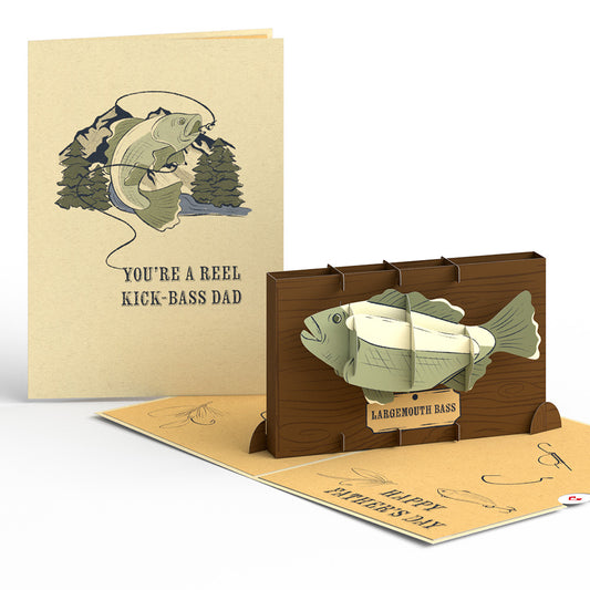 Reel Kick-Bass Dad Father's Day Pop-Up Card