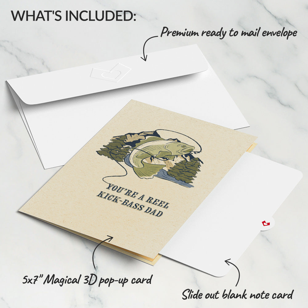 Reel Kick-Bass Dad Father's Day Pop-Up Card