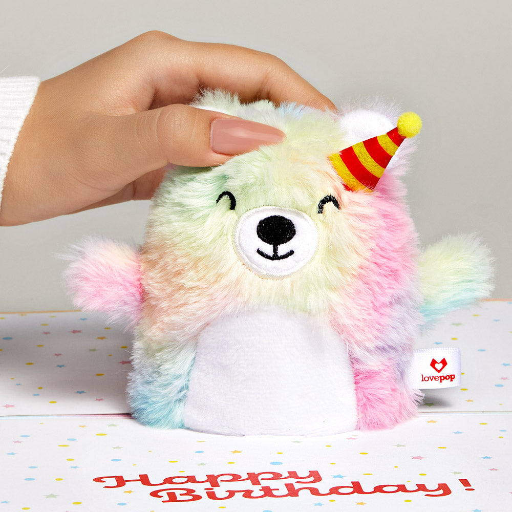 'Eat Cake and Celebrate' Birthday Plushpop Card and Bouquet Bundle