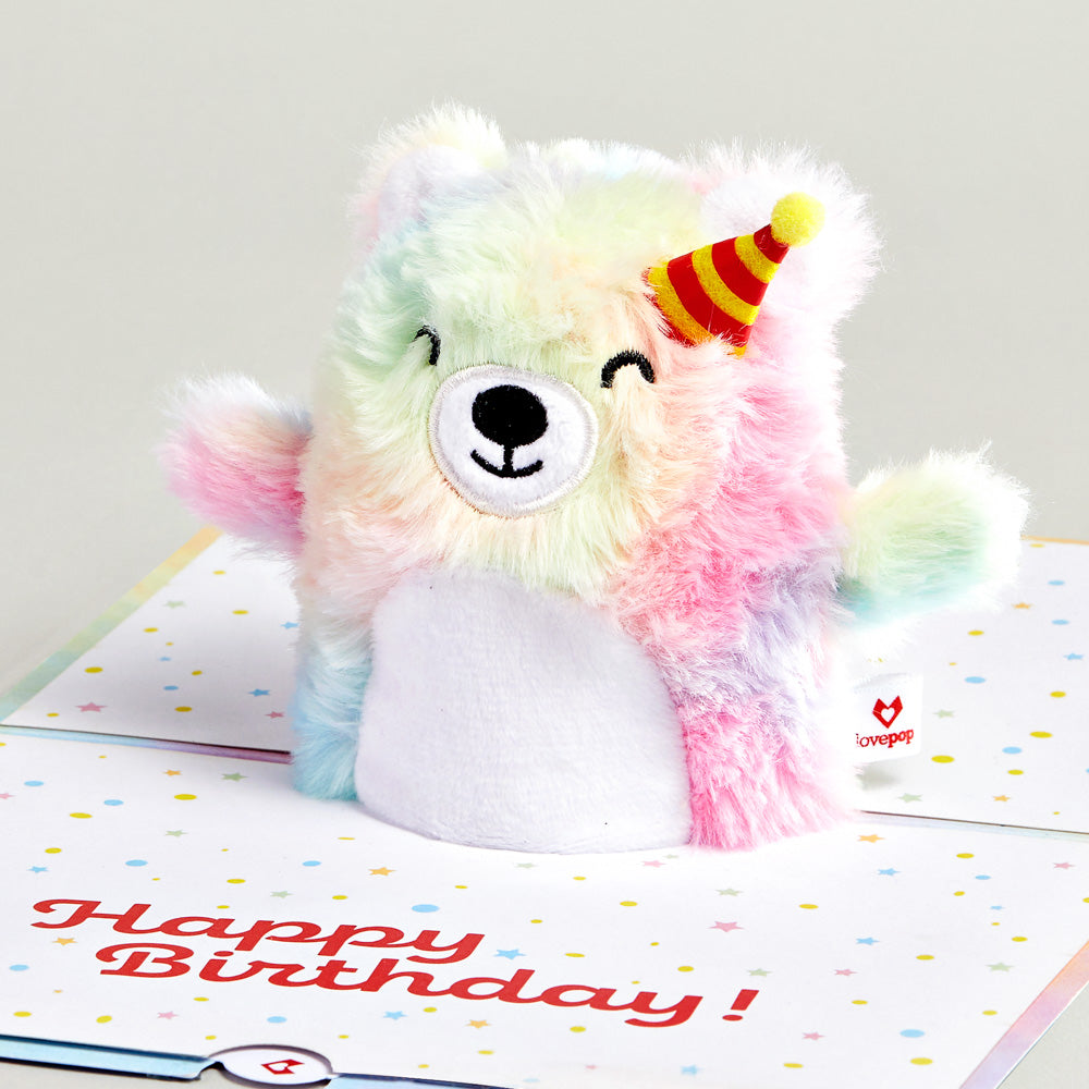 'Eat Cake and Celebrate' Birthday Plushpop Card and Bouquet Bundle