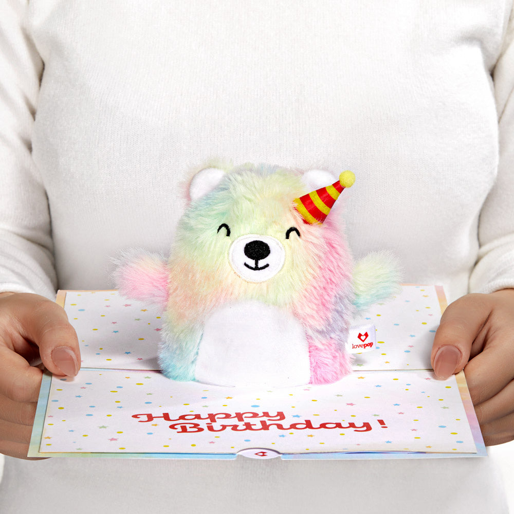 'Eat Cake and Celebrate' Birthday Plushpop Card and Bouquet Bundle