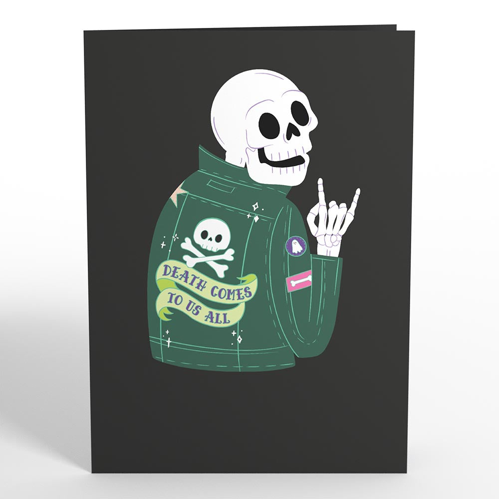 Relax and Skele-brate Skeleton Birthday Pop-Up Card