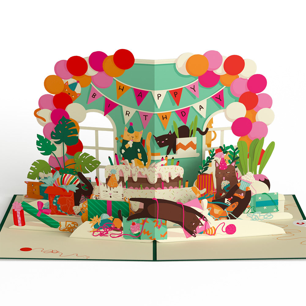 Party Cats 40th Birthday Pop-Up Card and Sentiment Set