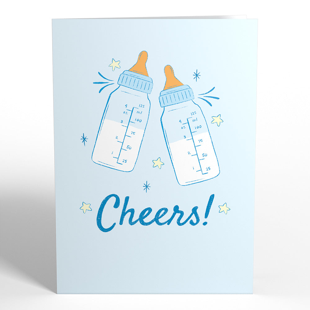 Poppin' Bottles and Changing Diapers New Baby Pop-Up Card