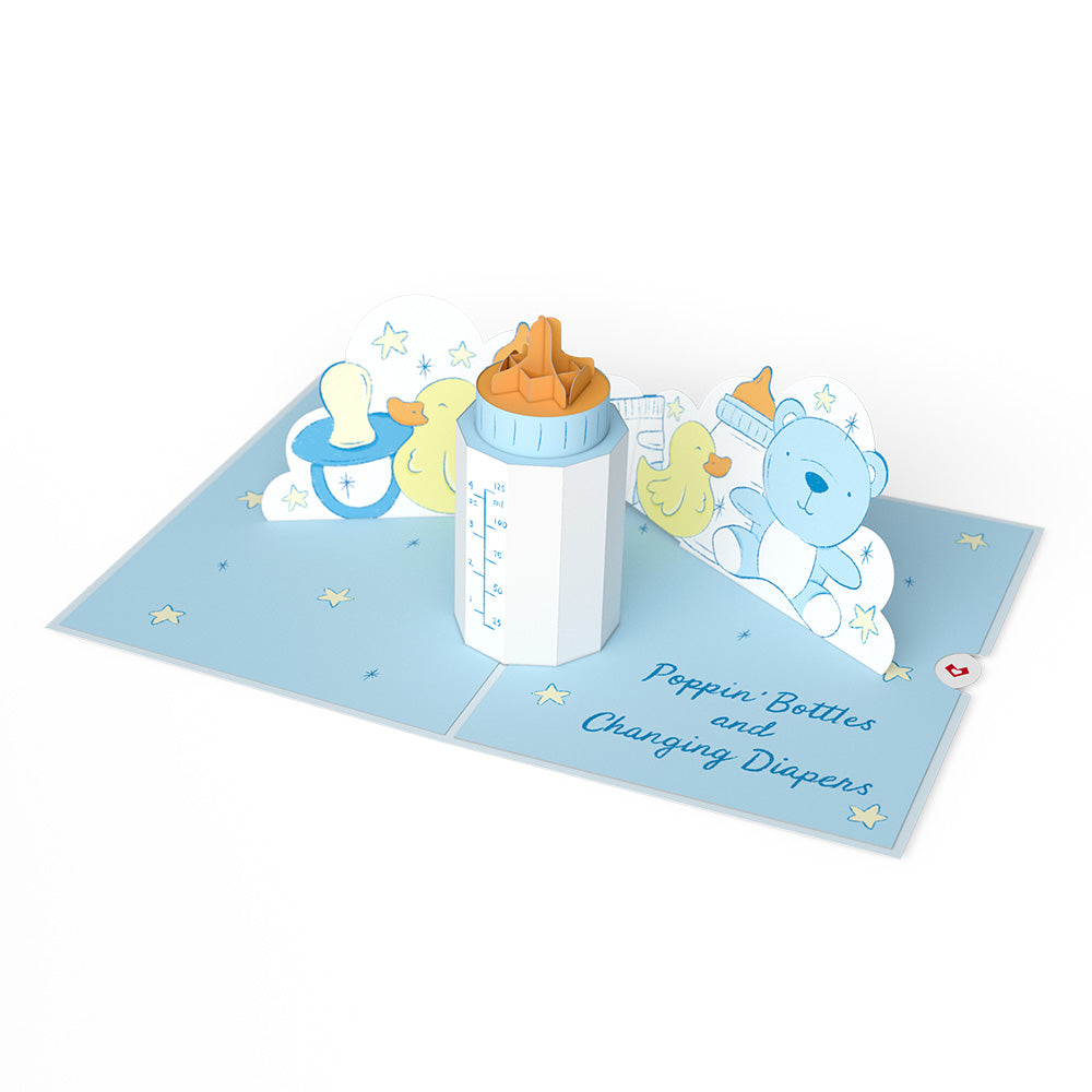 Poppin' Bottles and Changing Diapers New Baby Pop-Up Card