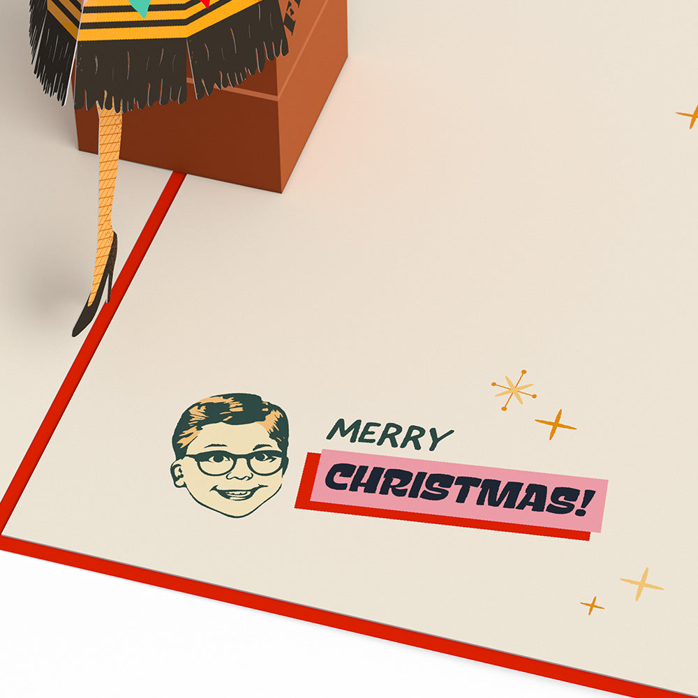 A Christmas Story Holiday Leg Lamp Pop-Up Card & Flower Buds Bouquet Bundle