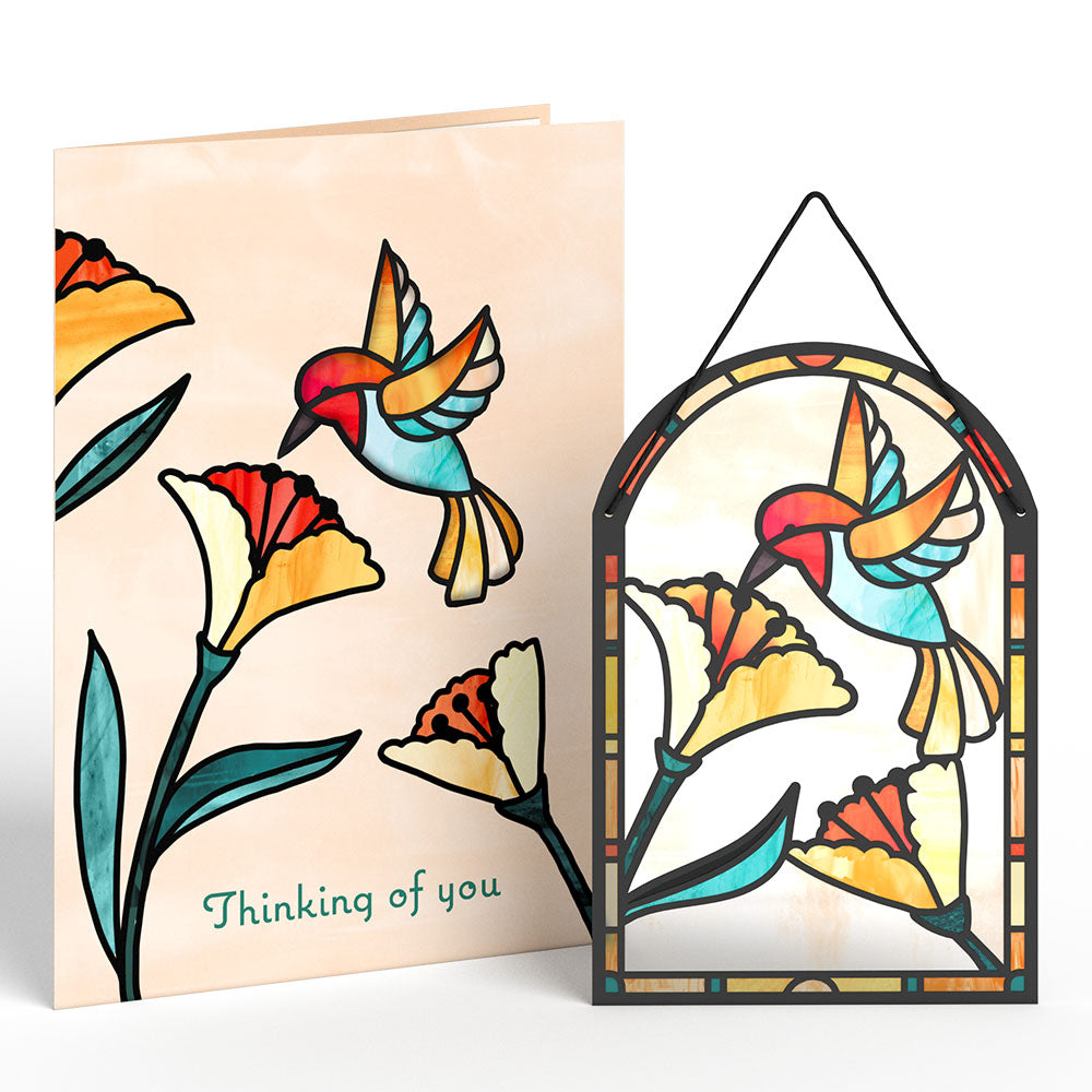 Thinking of You Hummingbird Suncatcher Card