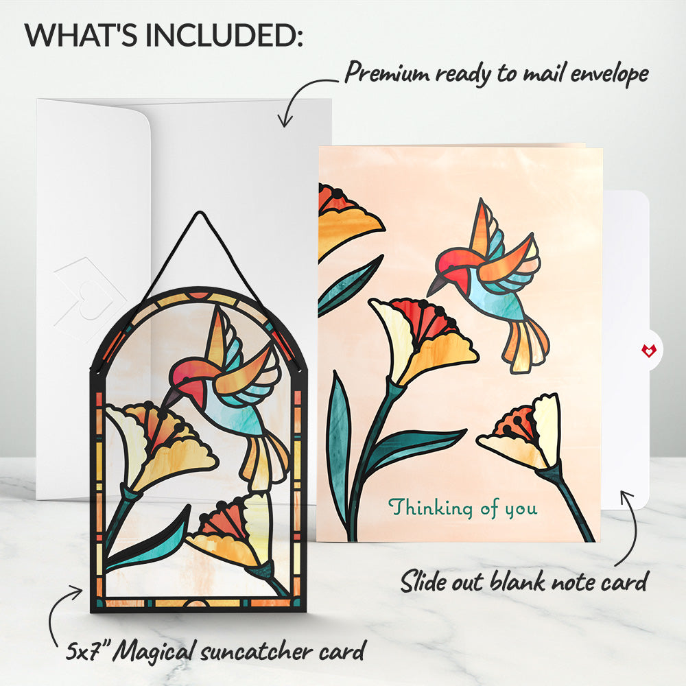 Thinking of You Hummingbird Suncatcher Card