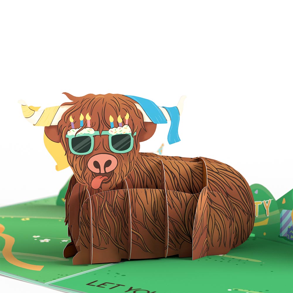 Highland Cow Birthday Pop-Up Card