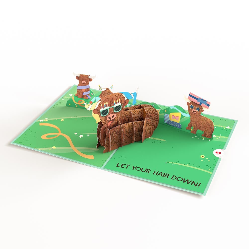 Highland Cow Birthday Pop-Up Card