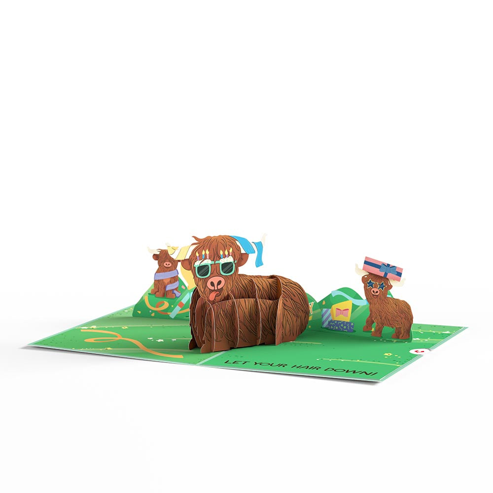 Highland Cow Birthday Pop-Up Card