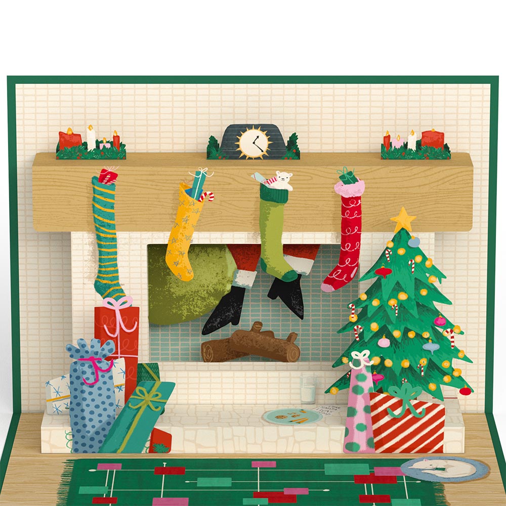 Santa Down the Chimney Christmas Pop-Up Card