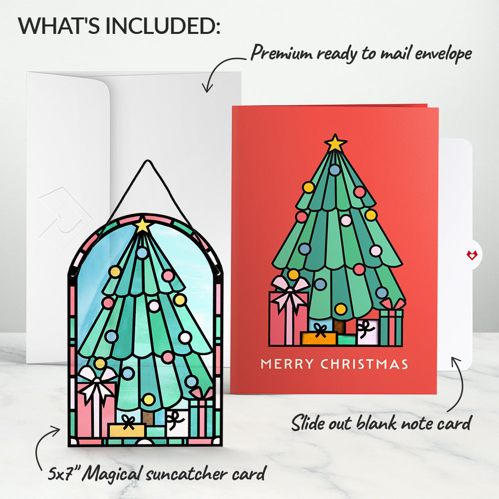 Merry Christmas Tree Suncatcher Card