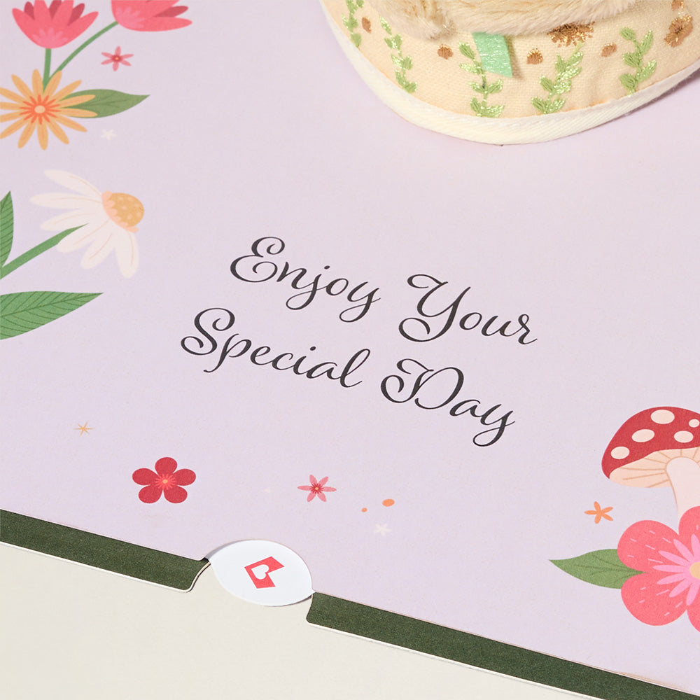 'Happiest Birthday Wishes' Floral Field Mouse Plushpop Card