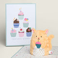 'Birthday Wishes' Cupcake Cat Plushpop Card and Bouquet Bundle