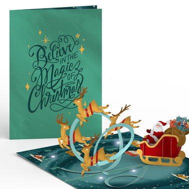 Magic of Christmas Santa's Sleigh Light-Up Pop-Up Card