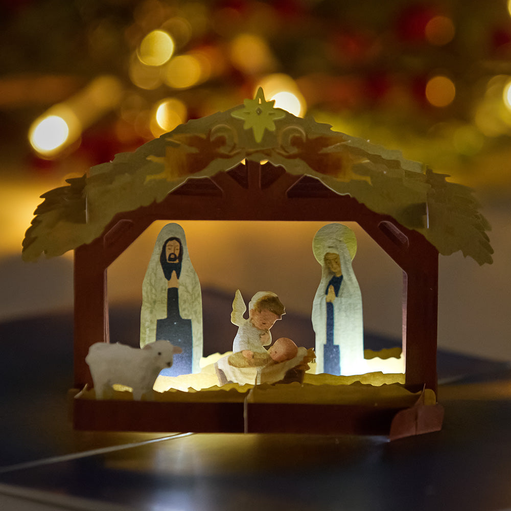 A Child is Born Nativity Light-Up Pop-Up Card