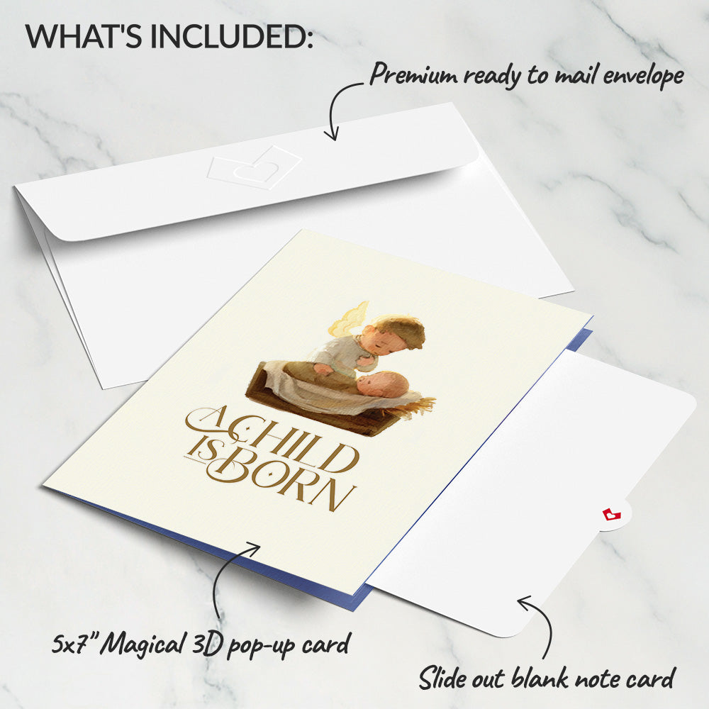 A Child is Born Nativity Light-Up Pop-Up Card