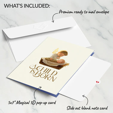 A Child is Born Nativity Light-Up Pop-Up Card