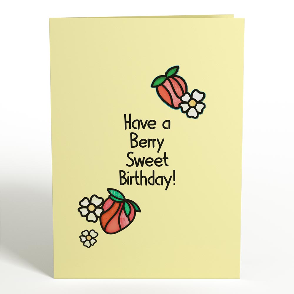 Berry Sweet Birthday Strawberries Suncatcher Card