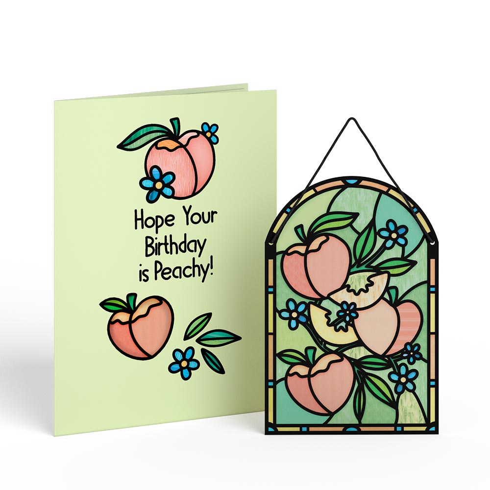 Hope Your Birthday is Peachy Suncatcher Card & Pop-Up Bouquet Bundle