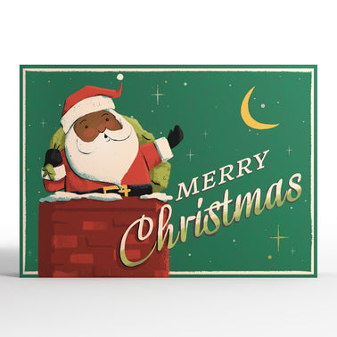 Santa Down the Chimney Christmas Pop-Up Card