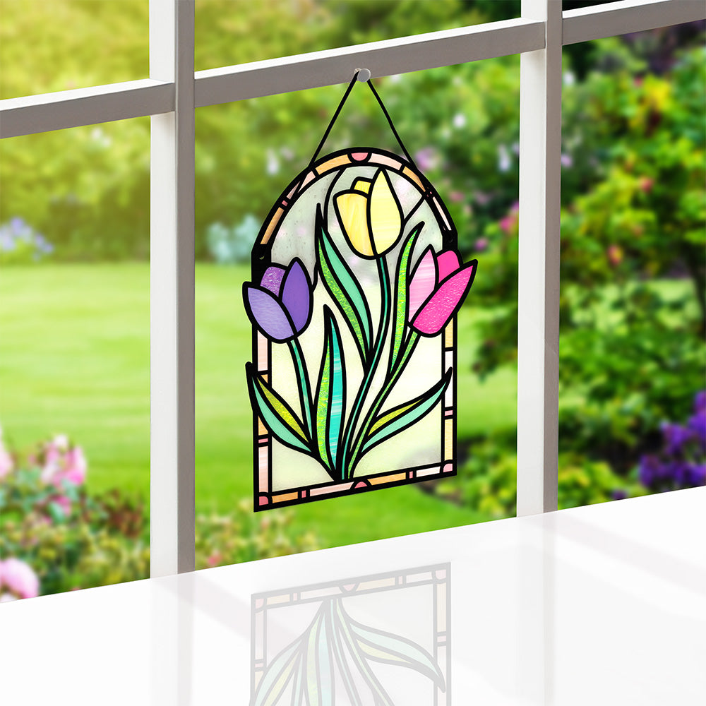 Shimmering Tulips Suncatcher Card