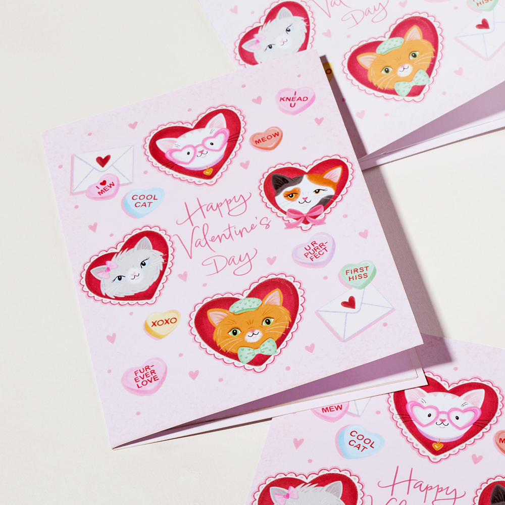 'Happy Valentine's Day' Love Cat Plushpop Card