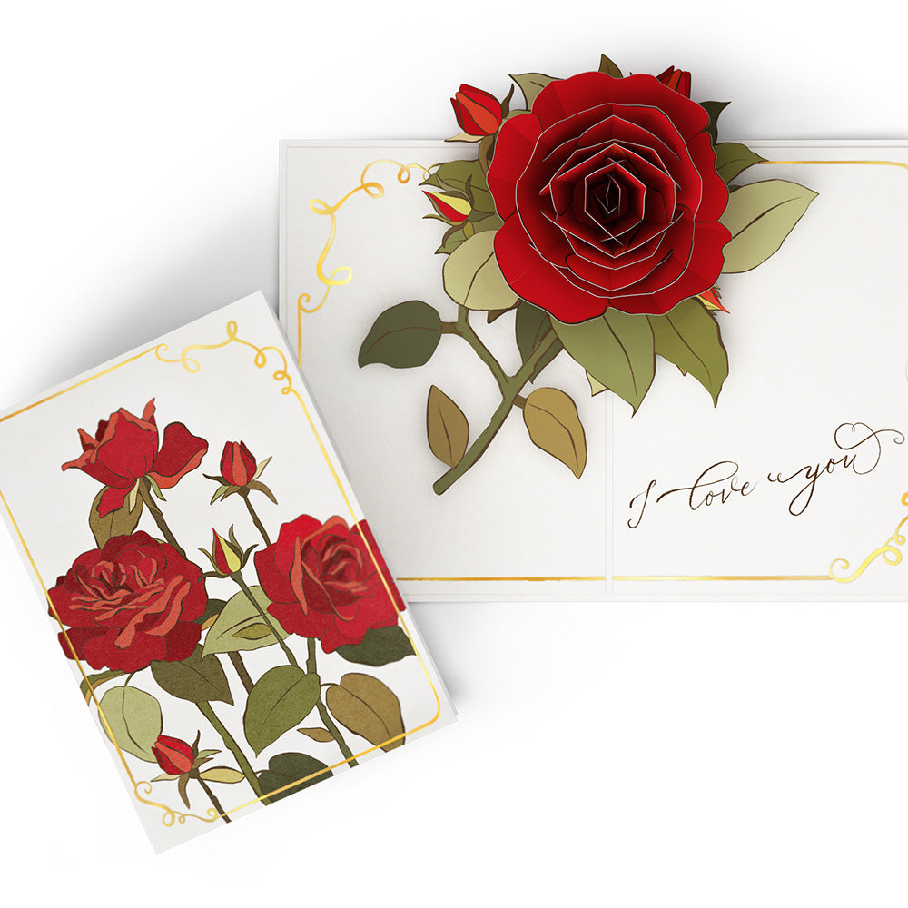 I Love You Roses Pop-Up Card & Suncatcher Bouquet Bundle