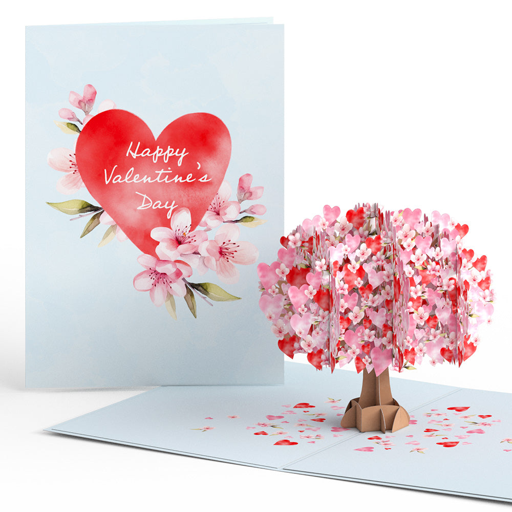 Valentine's Day Cherry Blossom Pop-Up Card & Suncatcher Bouquet Bundle