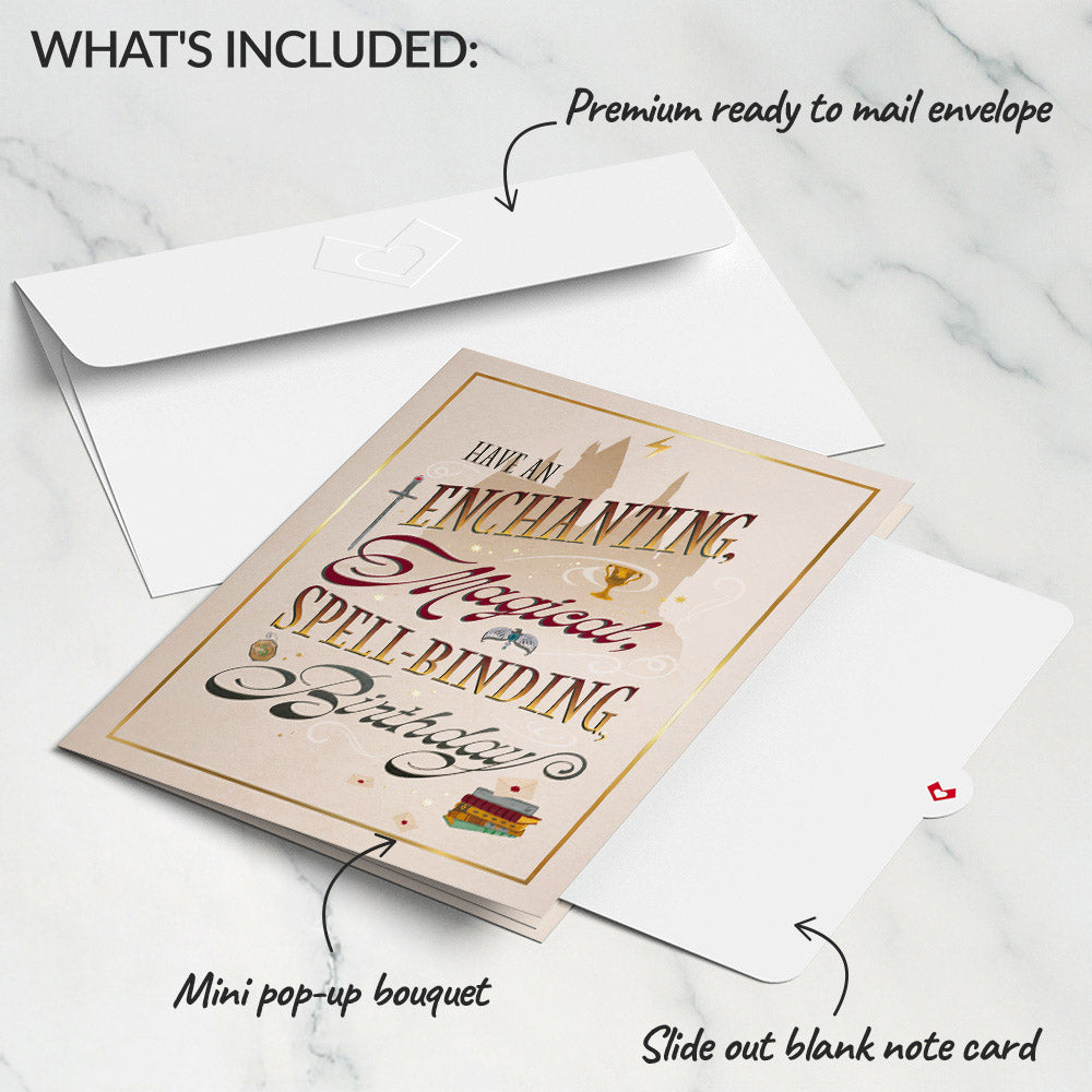Harry Potter™ Spellbinding Birthday Card with Mini Bouquet