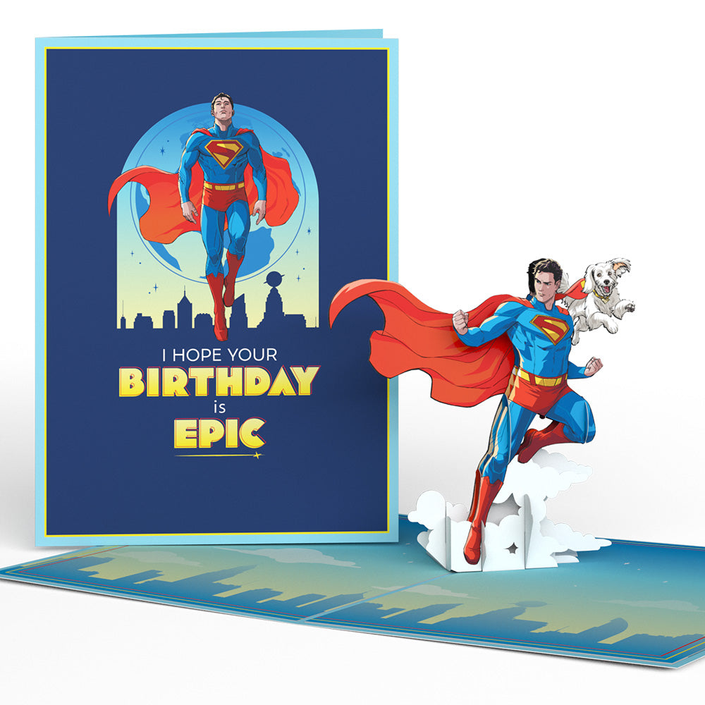 Superman and Krypto Epic Birthday Pop-Up Card