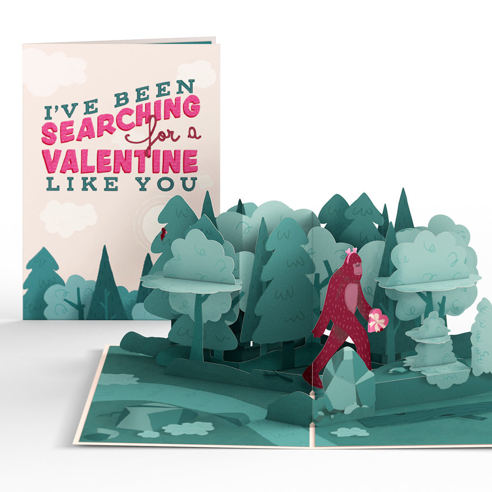 Searching for a Valentine Like You Bigfoot Pop-Up Card