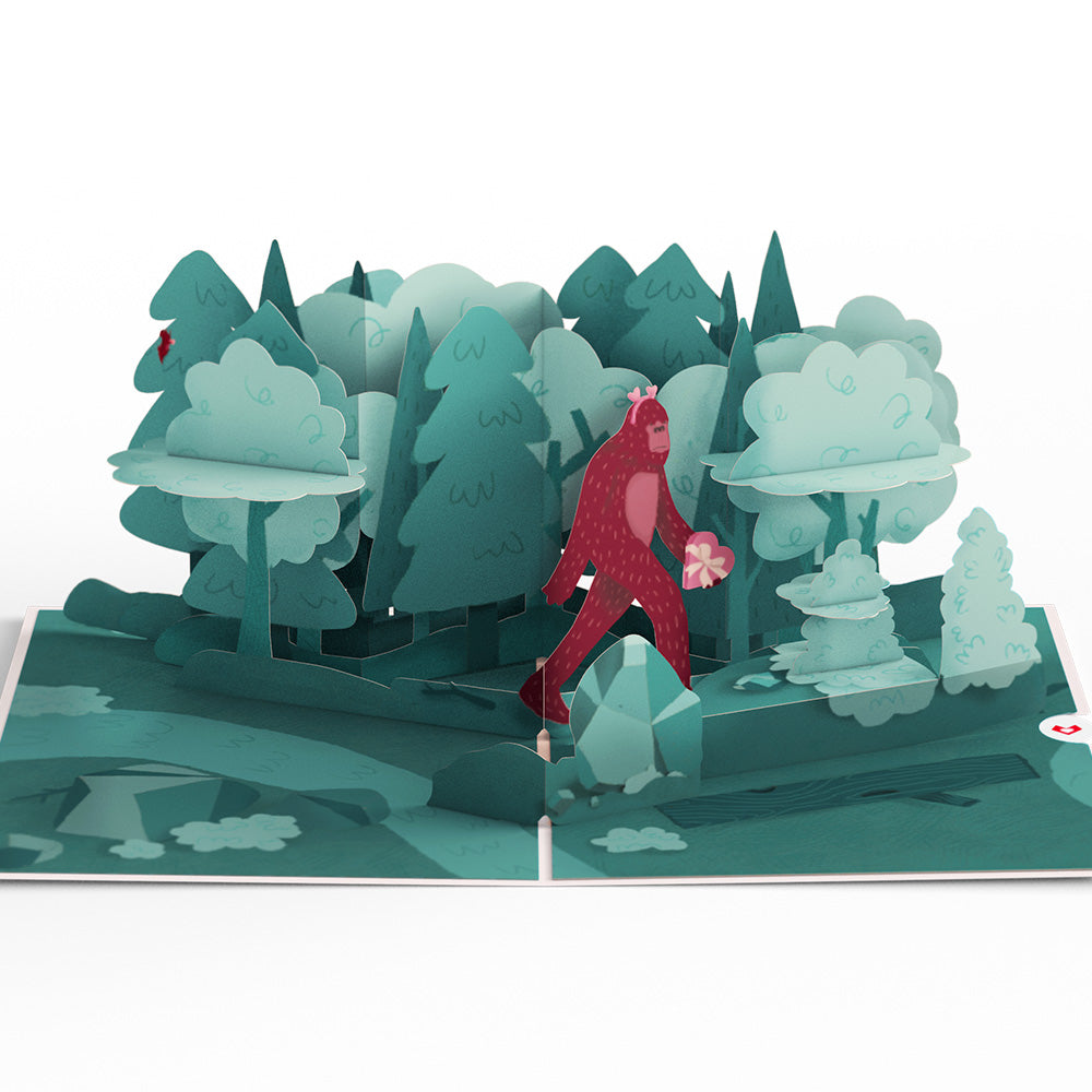 Searching for a Valentine Like You Bigfoot Pop-Up Card