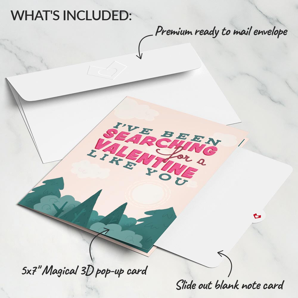 Searching for a Valentine Like You Bigfoot Pop-Up Card