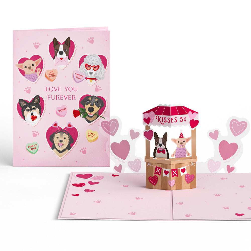 Love You Furever Dog Kisses Pop-Up Card & Bouquet Bundle