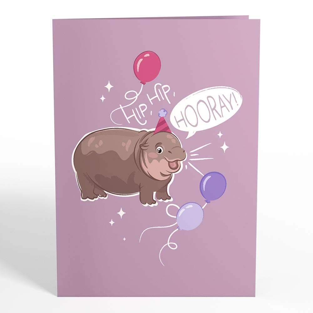 Baby Pygmy Hippo Birthday Pop-Up Card
