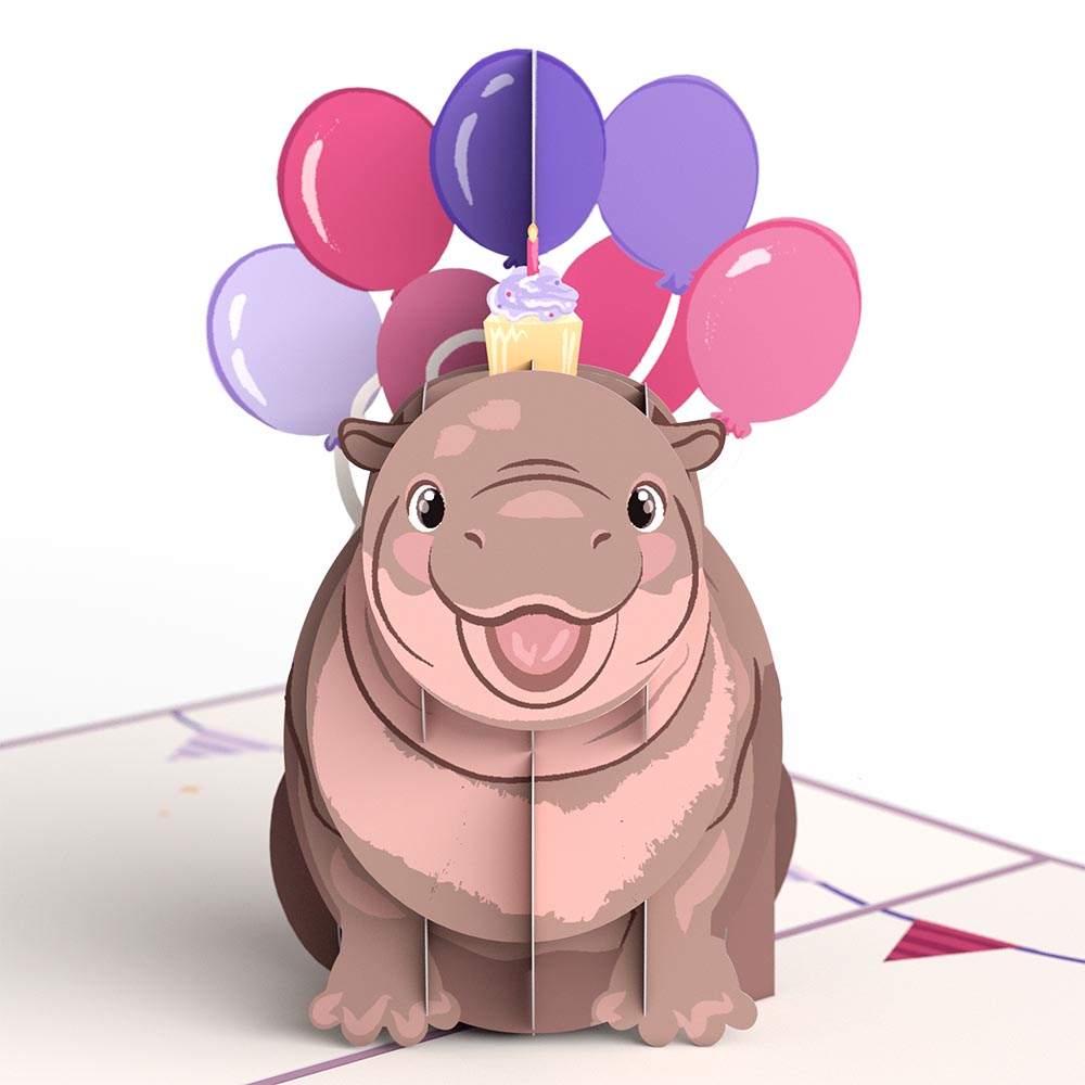 Baby Pygmy Birthday with Magic Hippo Pop-Up Card and Sentiment Set