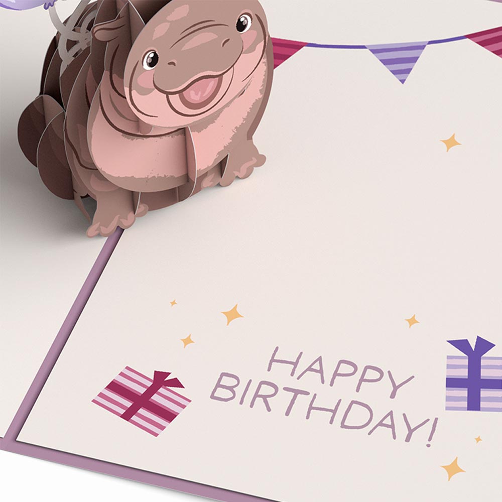 Baby Pygmy Hippo Birthday Pop-Up Card