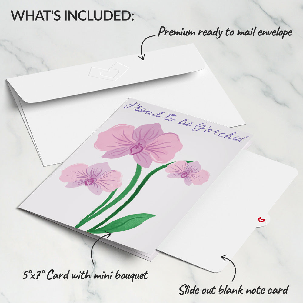 Proud to Be Y’Orchid Mother’s Day Card with Mini Bouquet